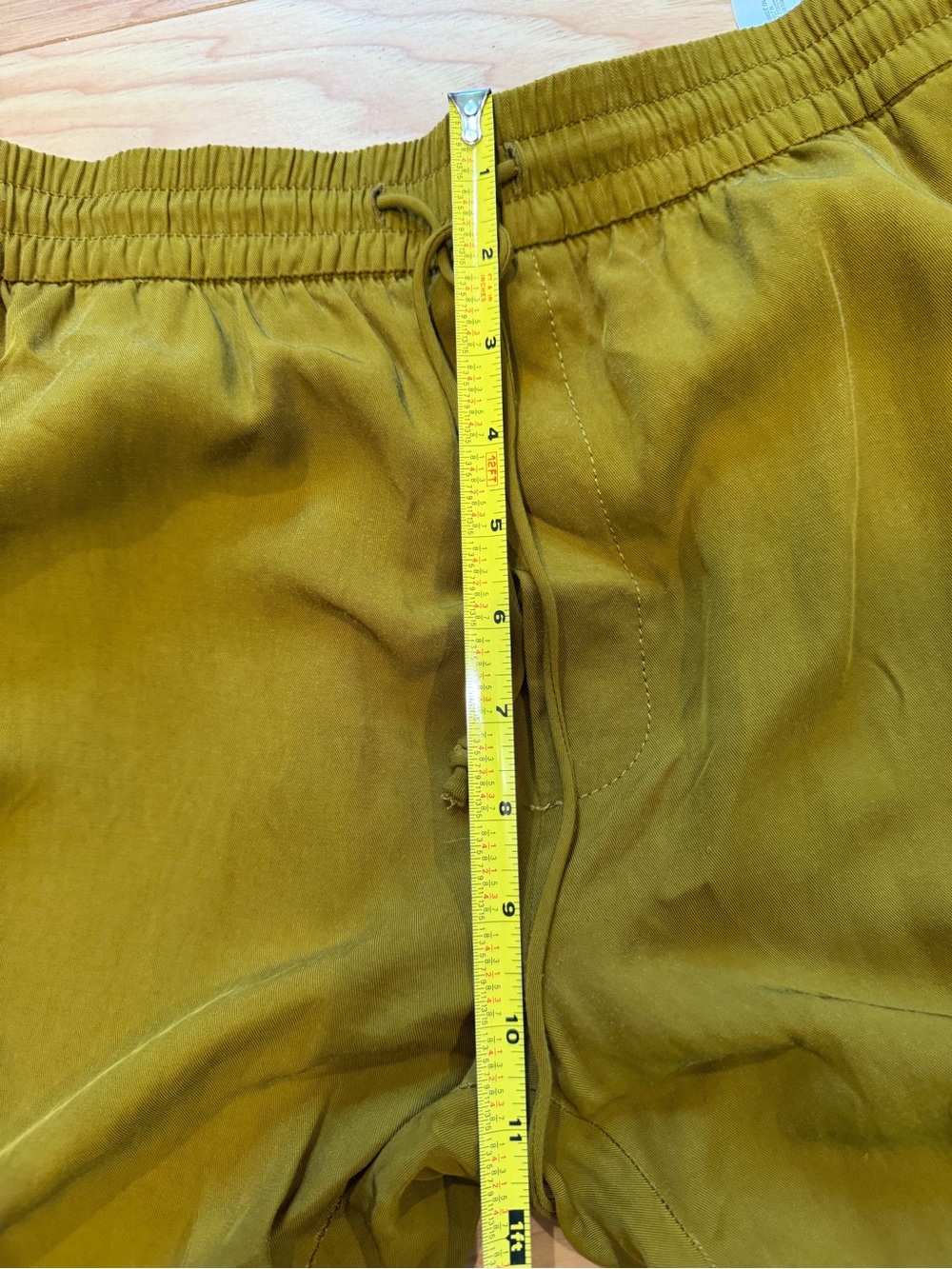 Zara Women’s Large Mustard Satin Wide Leg Pull On Pants Elastic Waist Pockets - Picture 7 of 9